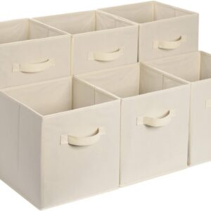 Amazon Basics Collapsible Fabric Storage Cube Bins, 13 x 13 x 13 Inches, Beige, 6-Pack product image