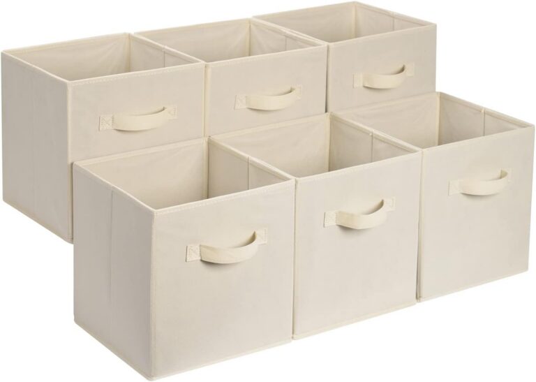 Amazon Basics Collapsible Fabric Storage Cube Bins, 13 x 13 x 13 Inches, Beige, 6-Pack product image