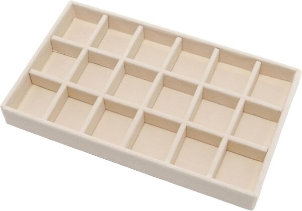Funstreet Velvet Jewelry Organizer Tray, Beige 18 Grids product image