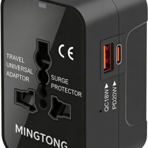 MINGTONG Universal Travel Adapter with USB-C and USB-A product image