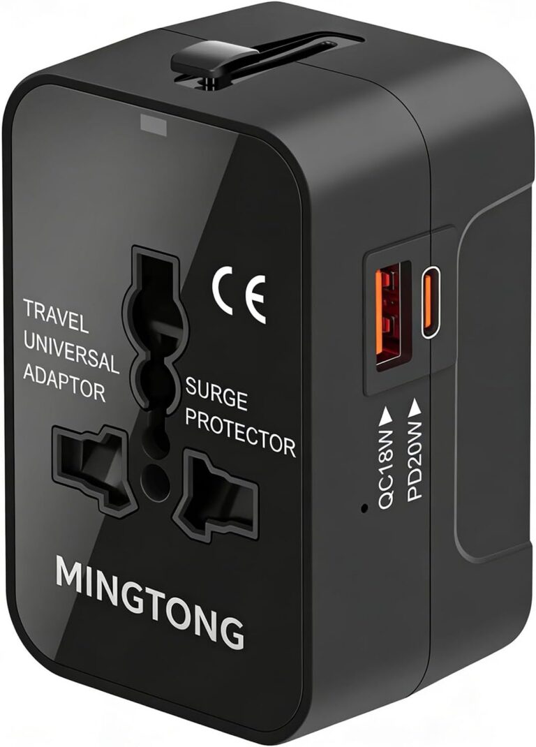 MINGTONG Universal Travel Adapter with USB-C and USB-A product image