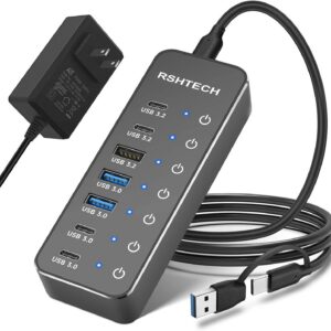 RSHTECH RSH-ST07C-4 7-Port Powered USB-C/USB 3.2 Data Hub product image