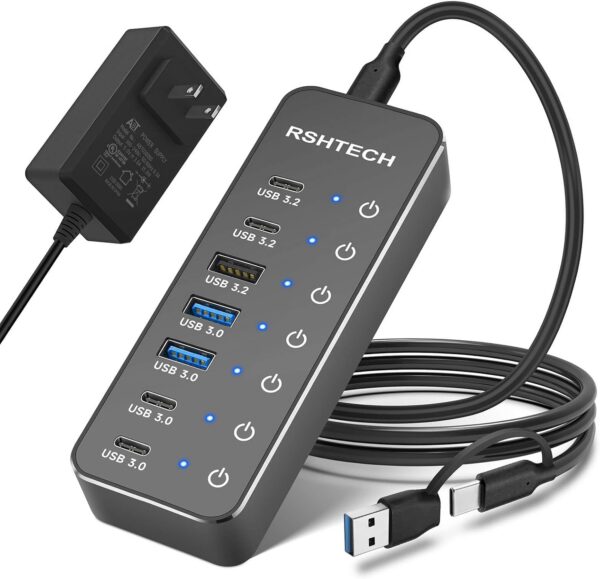 RSHTECH RSH-ST07C-4 7-Port Powered USB-C/USB 3.2 Data Hub product image