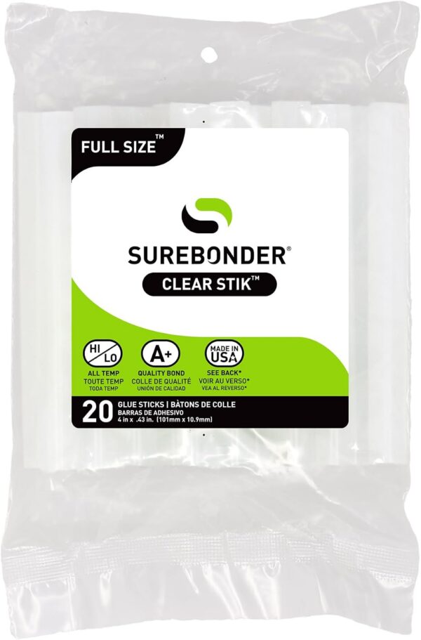 Surebonder Full-Size Hot Glue Sticks, Clear, 4-Inch, 20 Pack Surebonder Full-Size Hot Glue Sticks, Clear, 4-Inch, 20 Pack product image