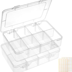 QUEFE Bead Organizer Box 2 Pack 8 Grid Plastic Tackle Box product image