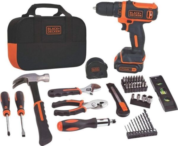BLACK+DECKER 12V MAX Drill & Home Tool Kit, 60-Piece (BDCDD12PK) product image