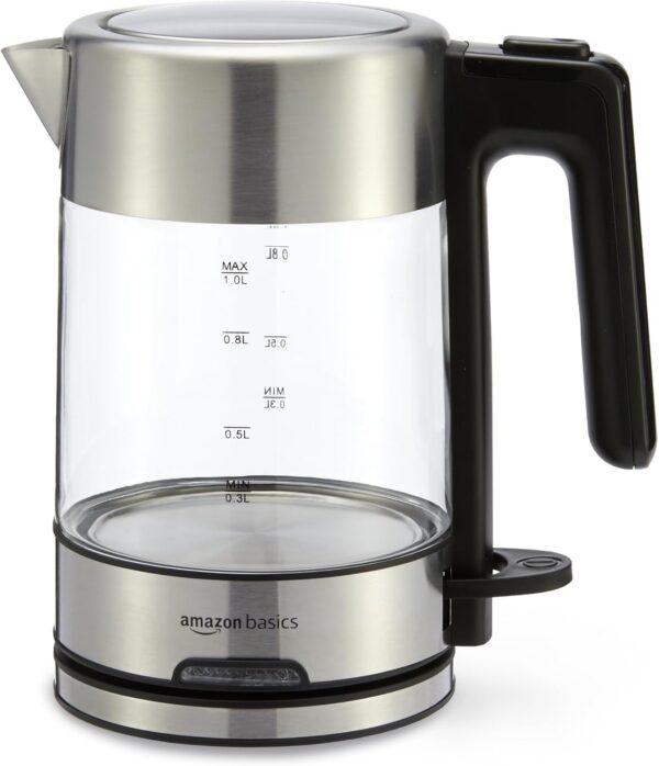 Amazon Basics Electric Kettle with Glass Carafe, 1 Liter Amazon Basics Electric Kettle with Glass Carafe, 1 Liter product image