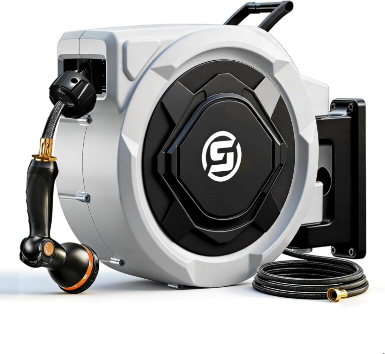 SUNPOW Retractable Garden Hose Reel, 5/8in x 100ft product image