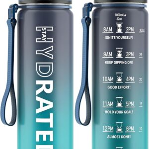 QLUR Water Bottle with Straw, 32oz Motivational Time Marker Bottle product image