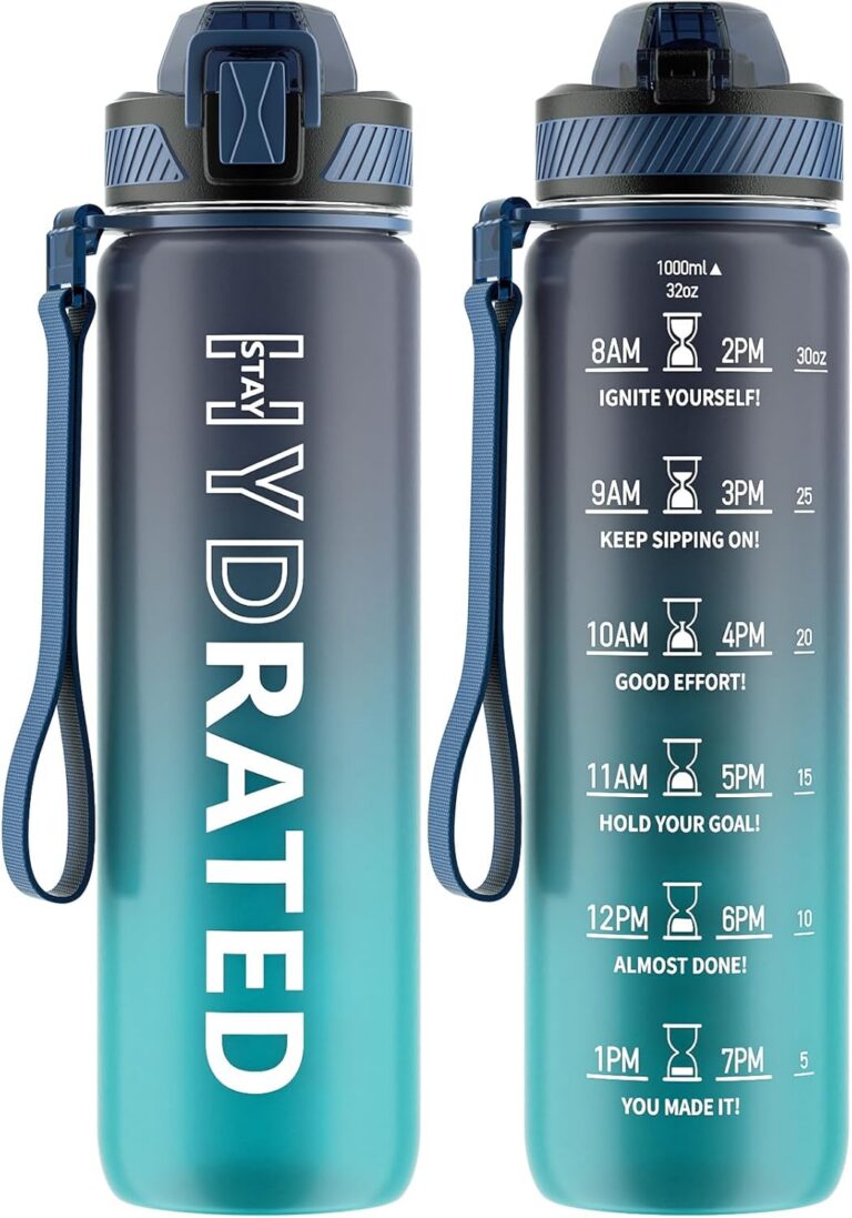 QLUR Water Bottle with Straw, 32oz Motivational Time Marker Bottle product image