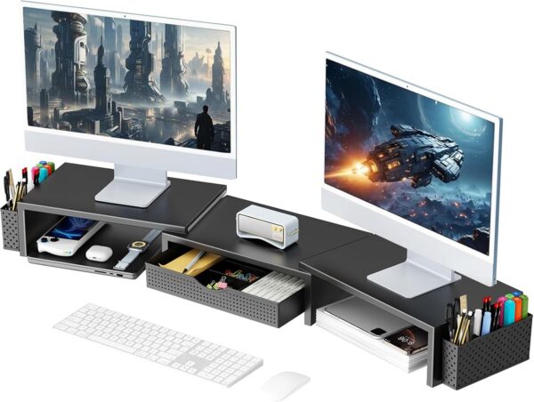 gianotter Dual Monitor Stand Riser With Drawer and 2 Pen Holders product image