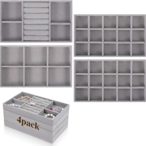 Oqqlin 4 Pcs Velvet Stackable Jewelry Trays product image