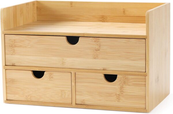 Bamboo Desk Organizer with Drawers product image