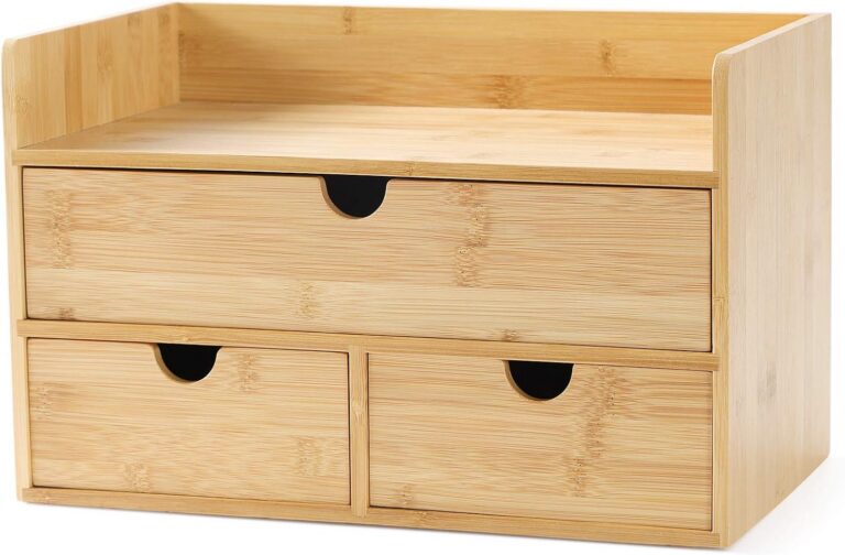 Bamboo Desk Organizer with Drawers product image