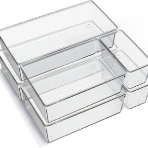 Criusia 6 Pack Large Clear Plastic Drawer Organizer Trays product image