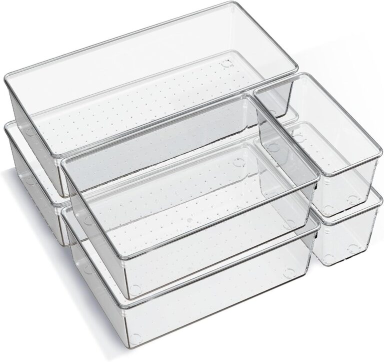 Criusia 6 Pack Large Clear Plastic Drawer Organizer Trays product image