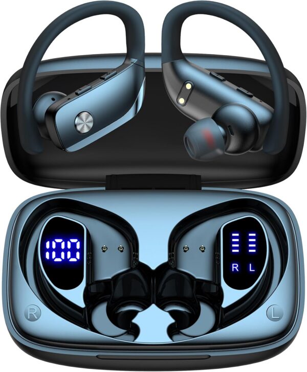 bmani Wireless Earbuds with Over-Ear Hooks and LED Display Case product image