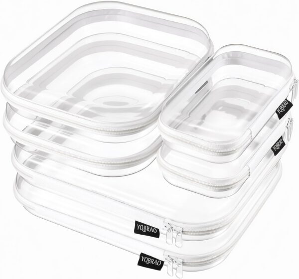 YQBRAO Clear Hard Shell Zipper Cases, 6-Pack product image