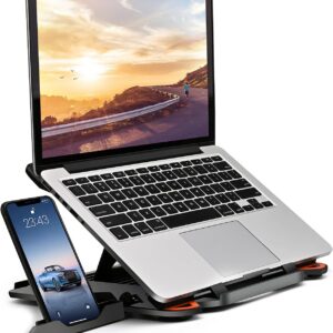 KENTEVIN Ergonomic Adjustable Laptop Stand with Phone Holder and 360-Degree Rotation product image