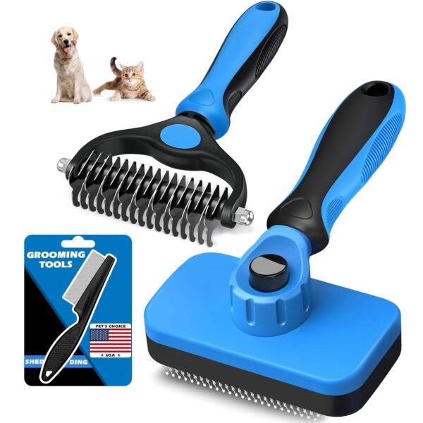Augwind 3PCS Self-Cleaning Slicker Brush, Grooming Rake & Flea Comb product image