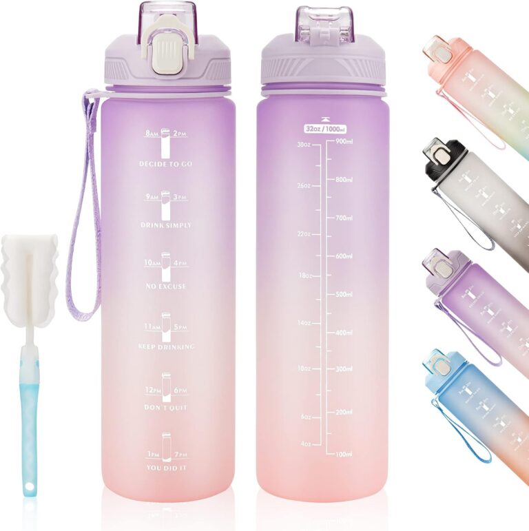 YC Kitchen 32oz Motivational Water Bottle with Straw and Carrying Strap product image