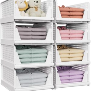 SNSLXH 8-Pack Stackable & Foldable Closet Organizers, White product image