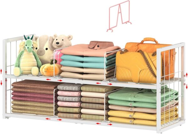 Hongtamoya Stackable Closet Storage Shelf with Adjustable Divider product image
