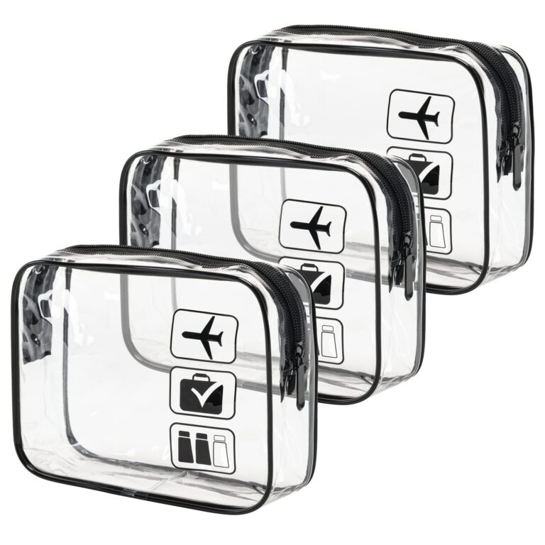 MODENGKONGJIAN TSA Approved Clear Toiletry Bag, 3-Pack (Black) product image