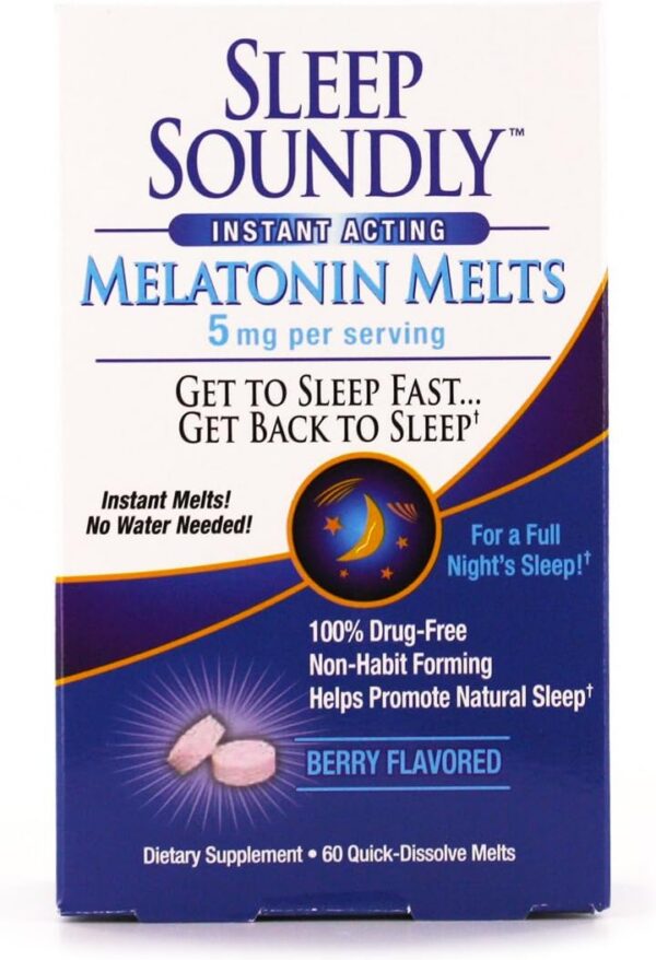 Sleep Soundly Melatonin Melts 5 mg Berry Flavor, 60 Count product image