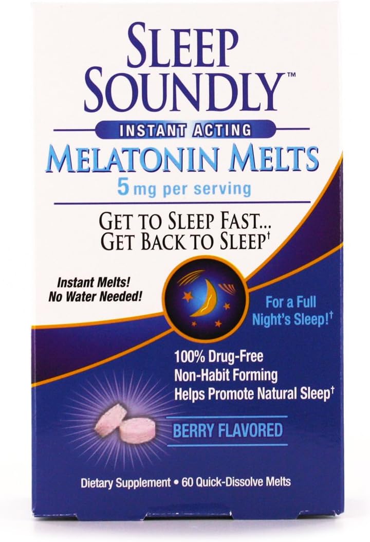 Sleep Soundly Melatonin Melts 5 mg Berry Flavor, 60 Count product image