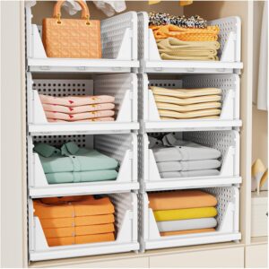 SNSLXH Stackable Foldable Closet Storage Bins, 5-Pack product image