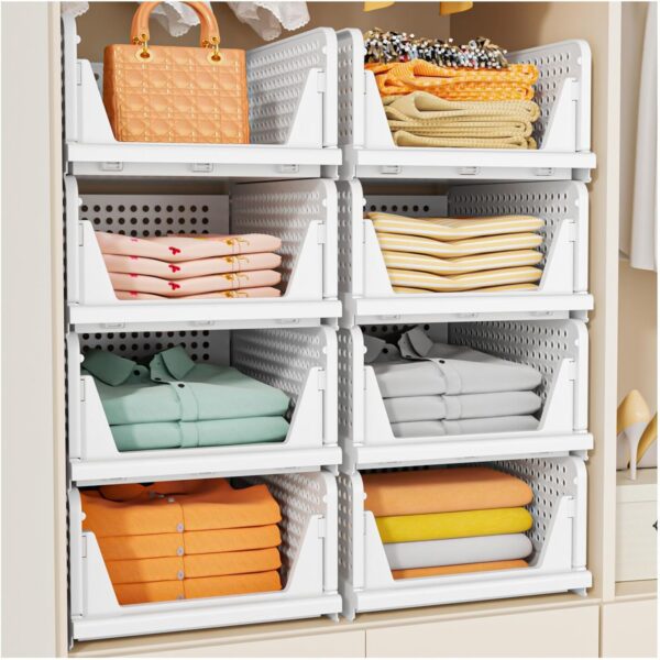 SNSLXH Stackable Foldable Closet Storage Bins, 5-Pack SNSLXH Stackable Foldable Closet Storage Bins, 5-Pack product image