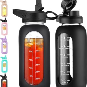 CIVAGO 32 oz Glass Water Bottle with Straw product image
