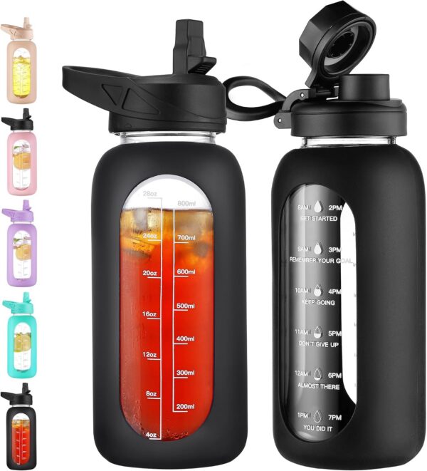 CIVAGO 32 oz Glass Water Bottle with Straw product image