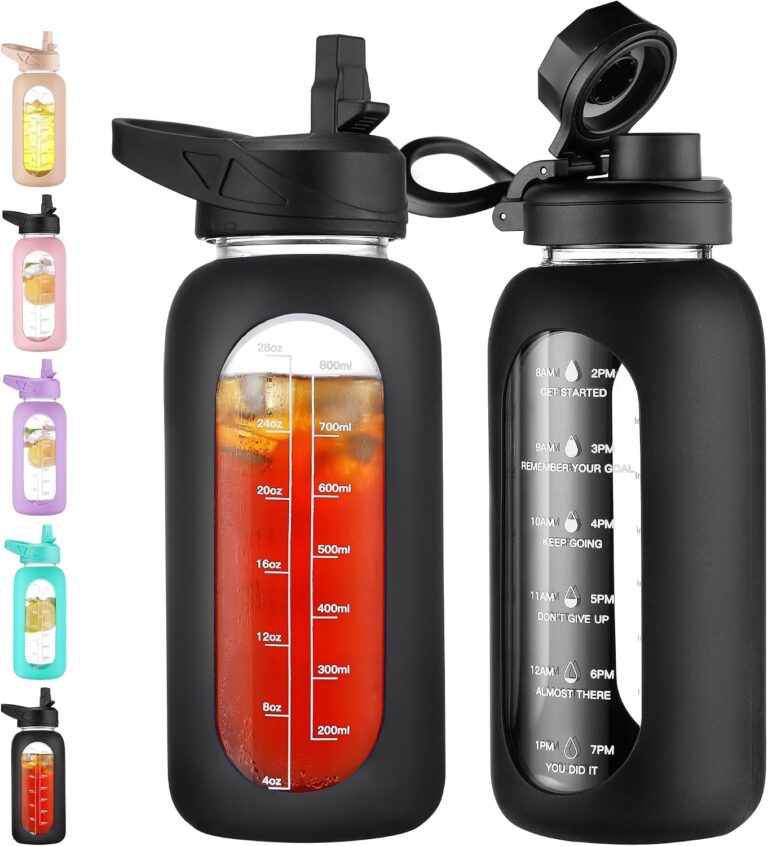 CIVAGO 32 oz Glass Water Bottle with Straw product image