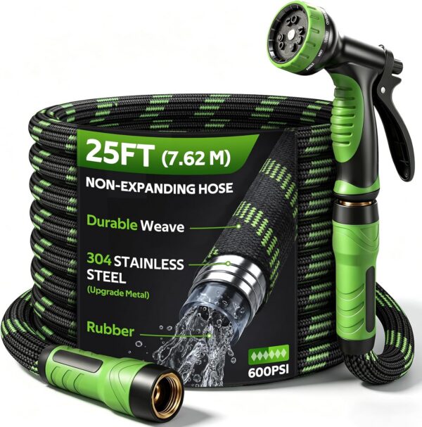 HEYRSUN 25ft Non-Expandable Garden Hose with 10-Function Nozzle HEYRSUN 25ft Non-Expandable Garden Hose with 10-Function Nozzle product image