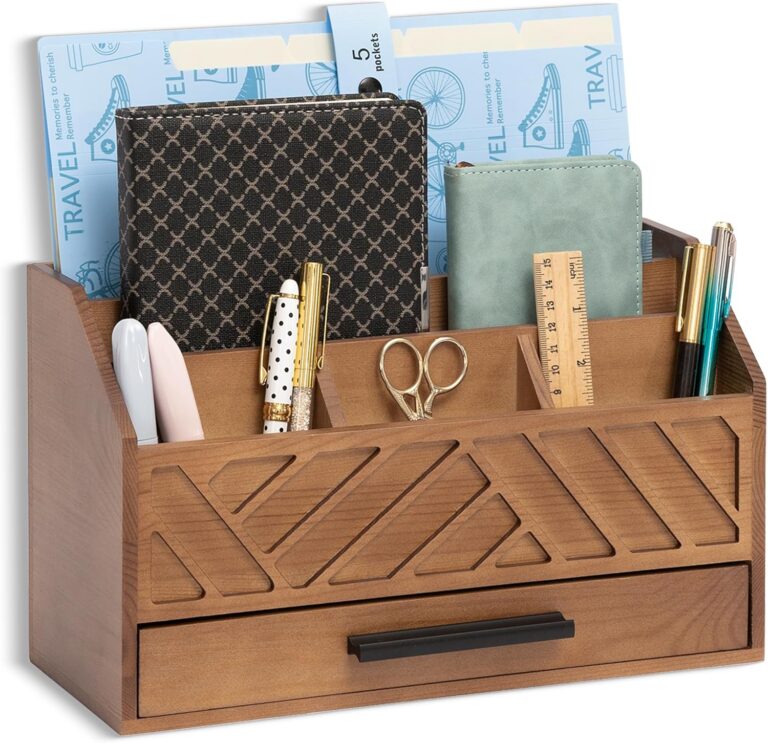 dreampossible Brown Wood Desk Organizer with Drawer product image