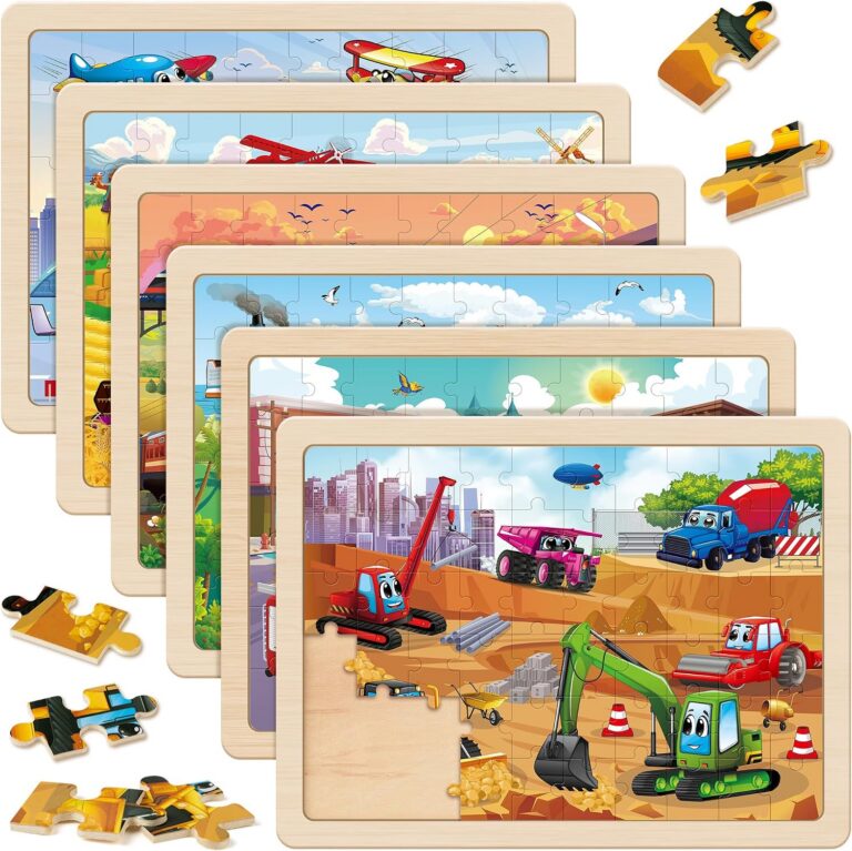 SYNARRY Large Wooden Vehicle Jigsaw Puzzles for Kids product image
