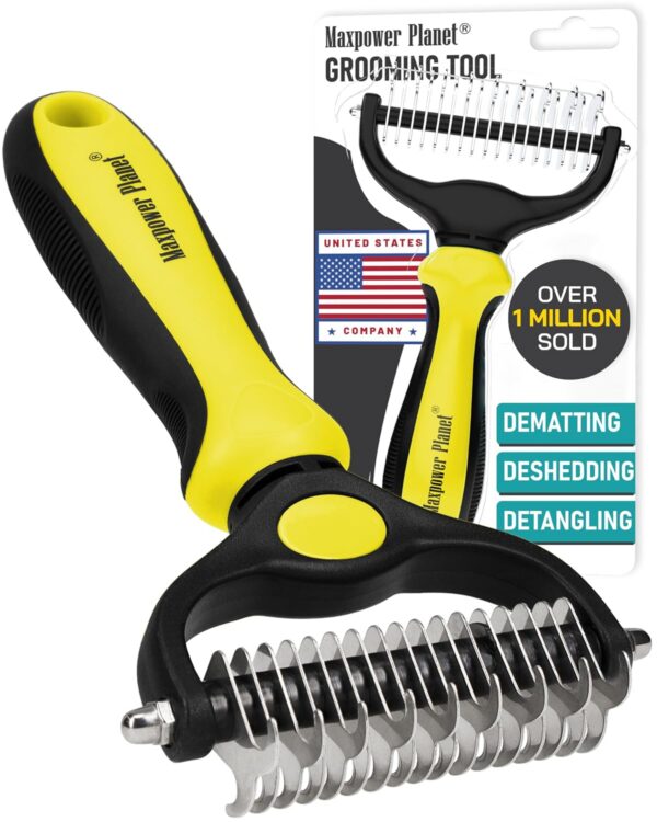 Maxpower Planet Pet Grooming Brush - Double-Sided Undercoat Rake product image