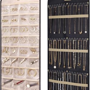 BAGSMART Hanging Jewelry Organizer Necklace/Earring/Ring 2-Sided L Black product image