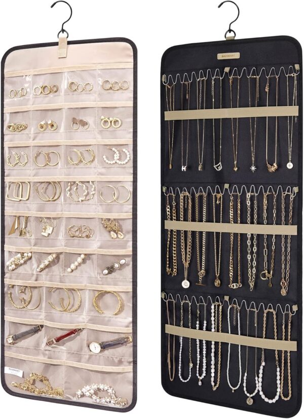 BAGSMART Hanging Jewelry Organizer Necklace/Earring/Ring 2-Sided L Black BAGSMART Hanging Jewelry Organizer Necklace/Earring/Ring 2-Sided L Black product image