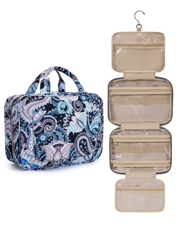 BAGSMART Toiletry Bag with Hanging Hook, Large (Blue Paisley) BAGSMART Toiletry Bag with Hanging Hook, Large (Blue Paisley) product image