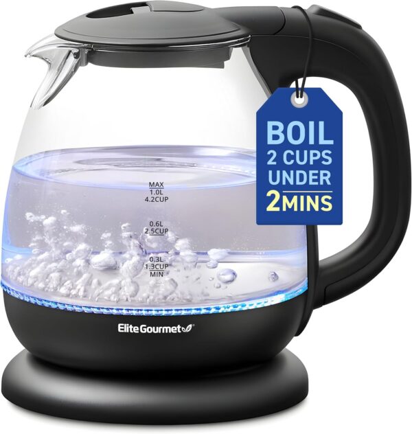 Elite Gourmet EKT1001 1.0L Glass Electric Kettle Elite Gourmet EKT1001 1.0L Glass Electric Kettle product image