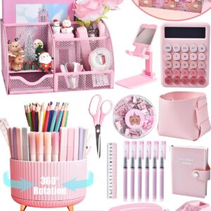 LXEVIHK Pink Desk Accessories 21-Piece Office Supplies Gift Set product image