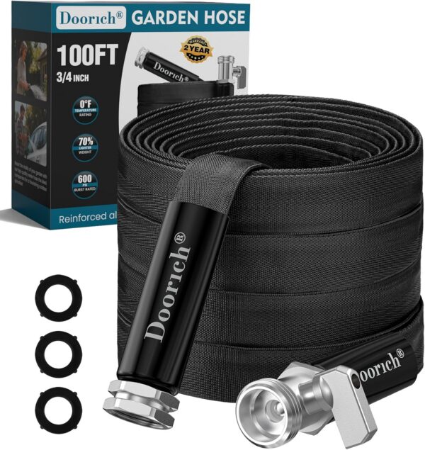 Doorich Garden Hose 100ft, Flat TPU Water Hose with Valve product image