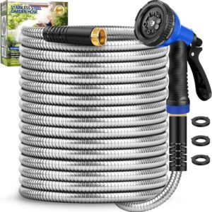 GAGALUGEC 50ft Stainless Steel Metal Garden Hose with 10-Mode Nozzle GAGALUGEC 50ft Stainless Steel Metal Garden Hose with 10-Mode Nozzle product image