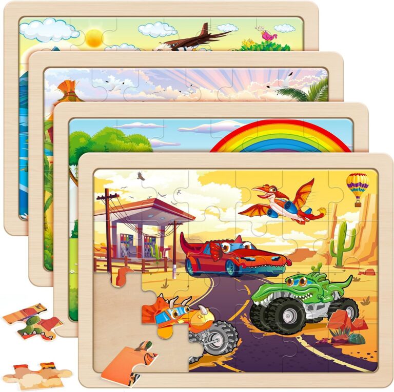 SYNARRY Large Wooden Monster Truck Puzzles for Kids product image