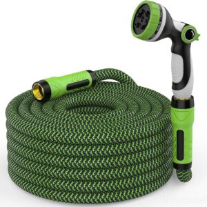 HEYRSUN Non-Expandable Garden Hose 25ft with 10-Function Sprayer product image