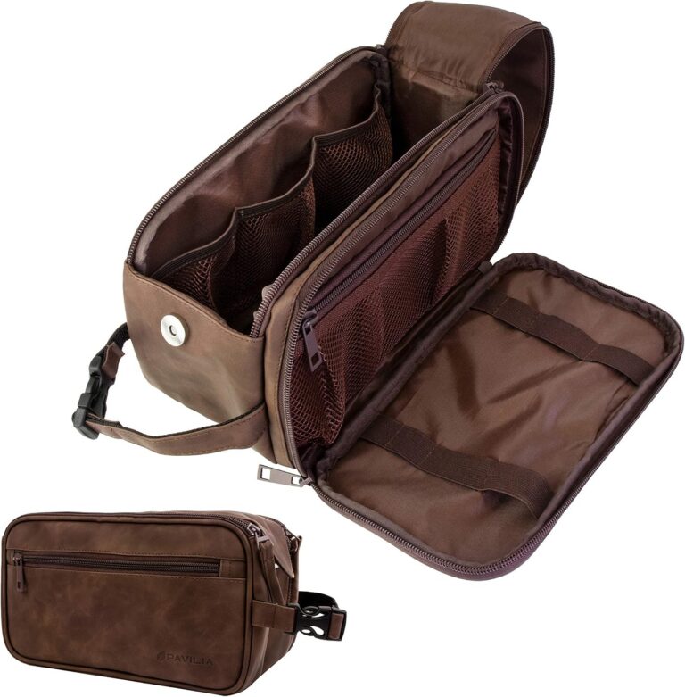 PAVILIA Toiletry Bag for Men, Dark Brown product image