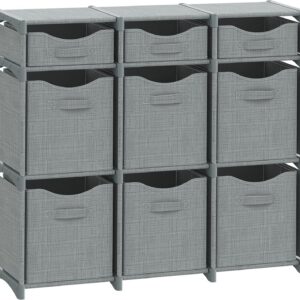 NEATERIZE Cube Storage Organizer With Storage Bins, 9 Cubes, Grey product image